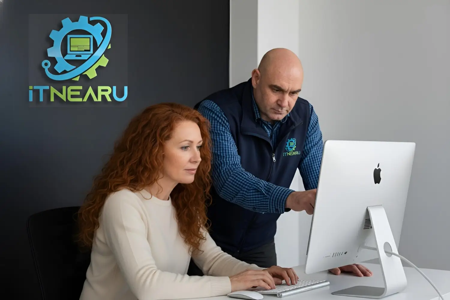 onsite Home Mobile Tech helping a lady with her Apple Mac computer problems